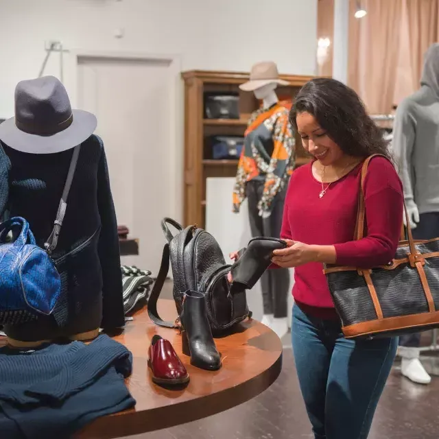 A woman shops in a San Francisco boutique.